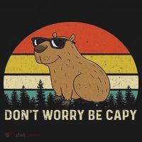 Cool Capybara Don't Worry Be Cappy Vintage Funny Rodent Meme T-Shirt thumb 7