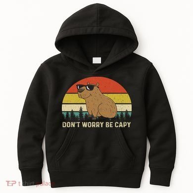 Cool Capybara Don't Worry Be Cappy Vintage Funny Rodent Meme Kids Hoodie