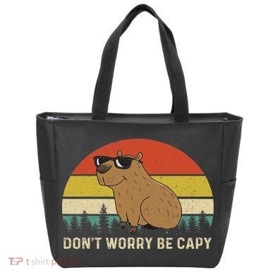 Cool Capybara Don't Worry Be Cappy Vintage Funny Rodent Meme Tote Bag