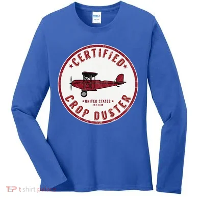 Certified Crop Duster Planes And Aerial Women's Long Sleeve Shirt