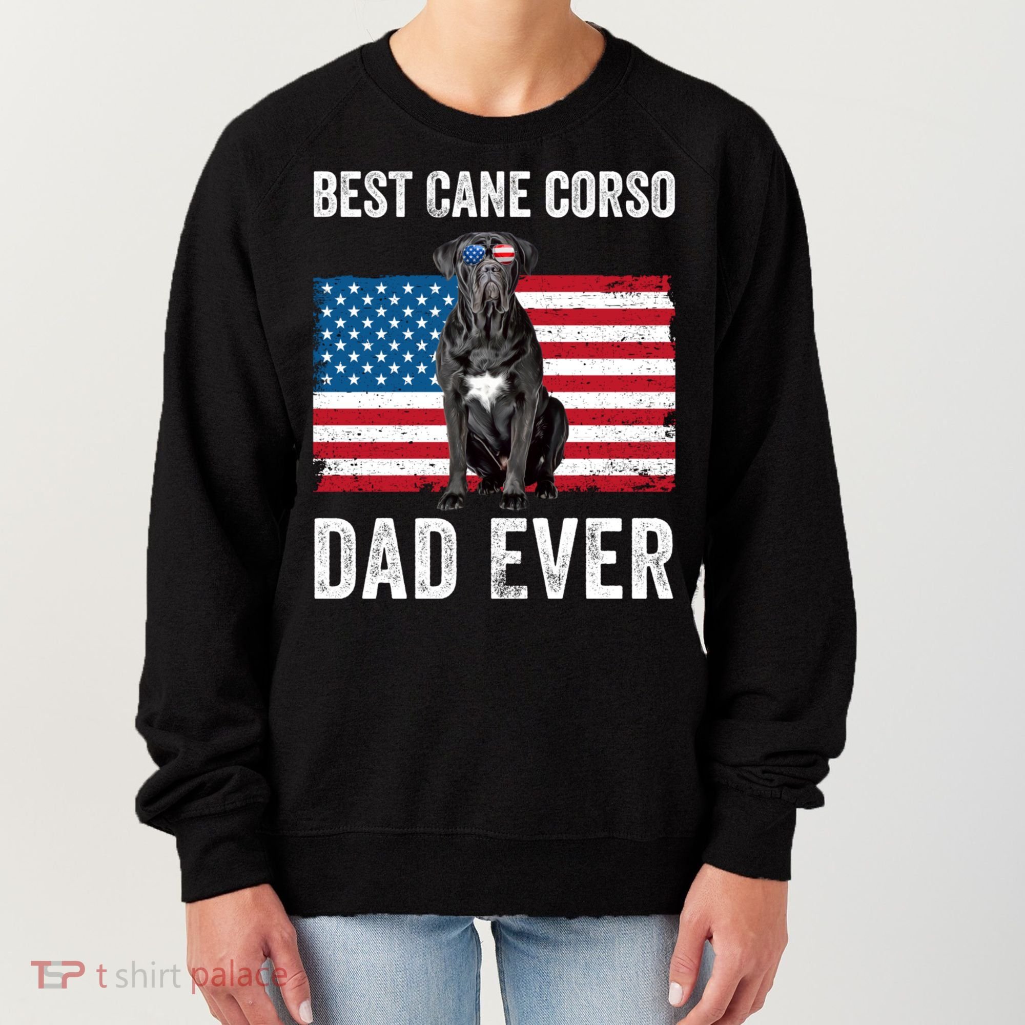 Cane Corso Dad USA American Flag Cane Corso Dog Lover Owner Women's Sweatshirt