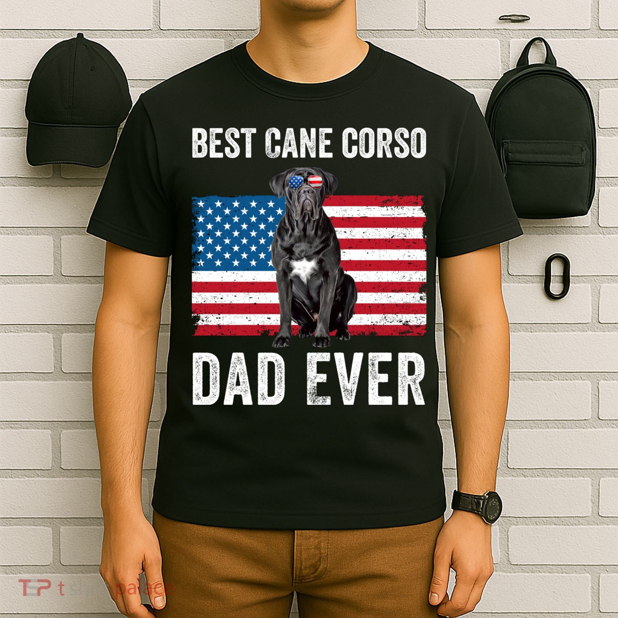 Cane Corso Dad USA American Flag Cane Corso Dog Lover Owner T-Shirt