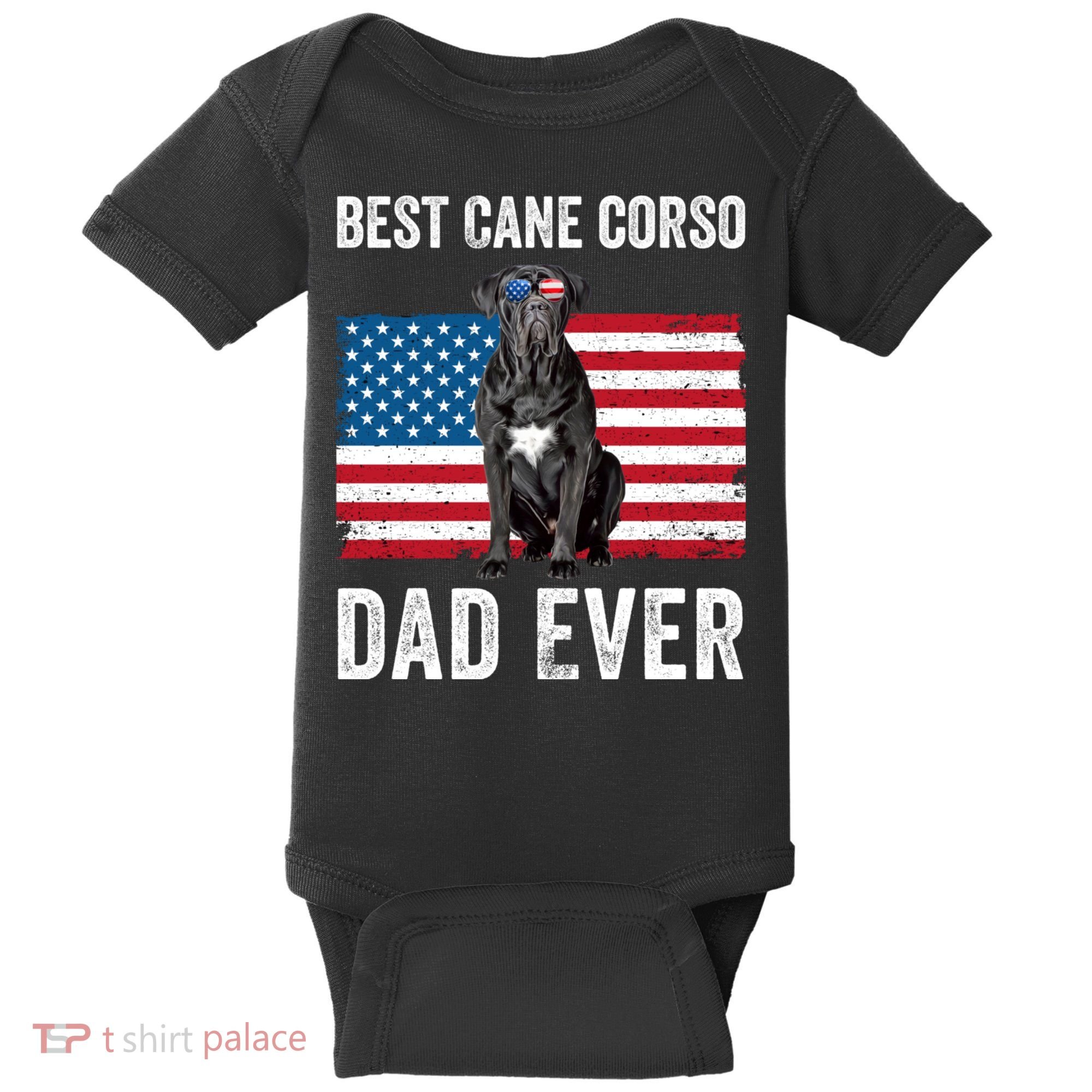 Cane Corso Dad USA American Flag Cane Corso Dog Lover Owner Baby Bodysuit