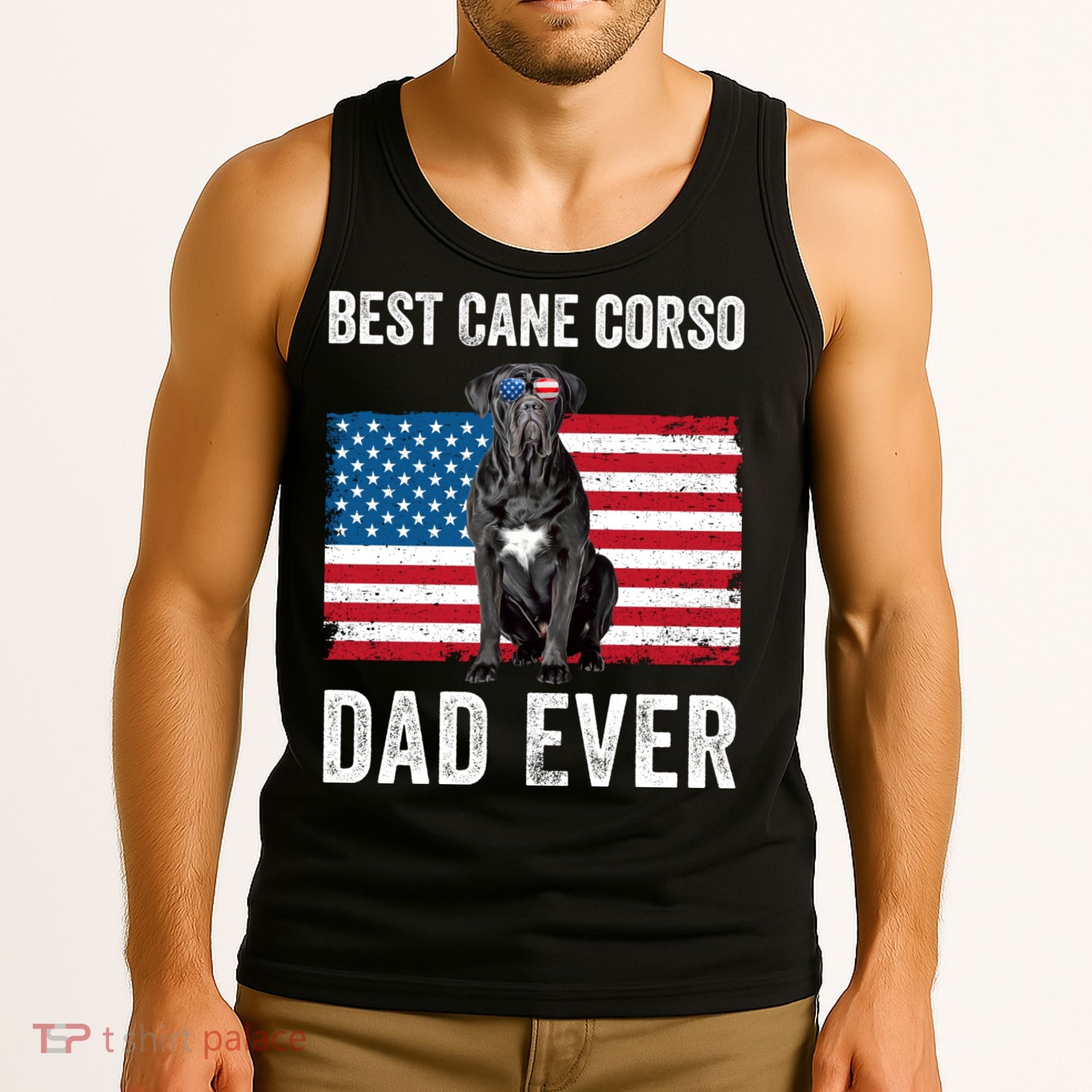 Cane Corso Dad USA American Flag Cane Corso Dog Lover Owner Tank Top