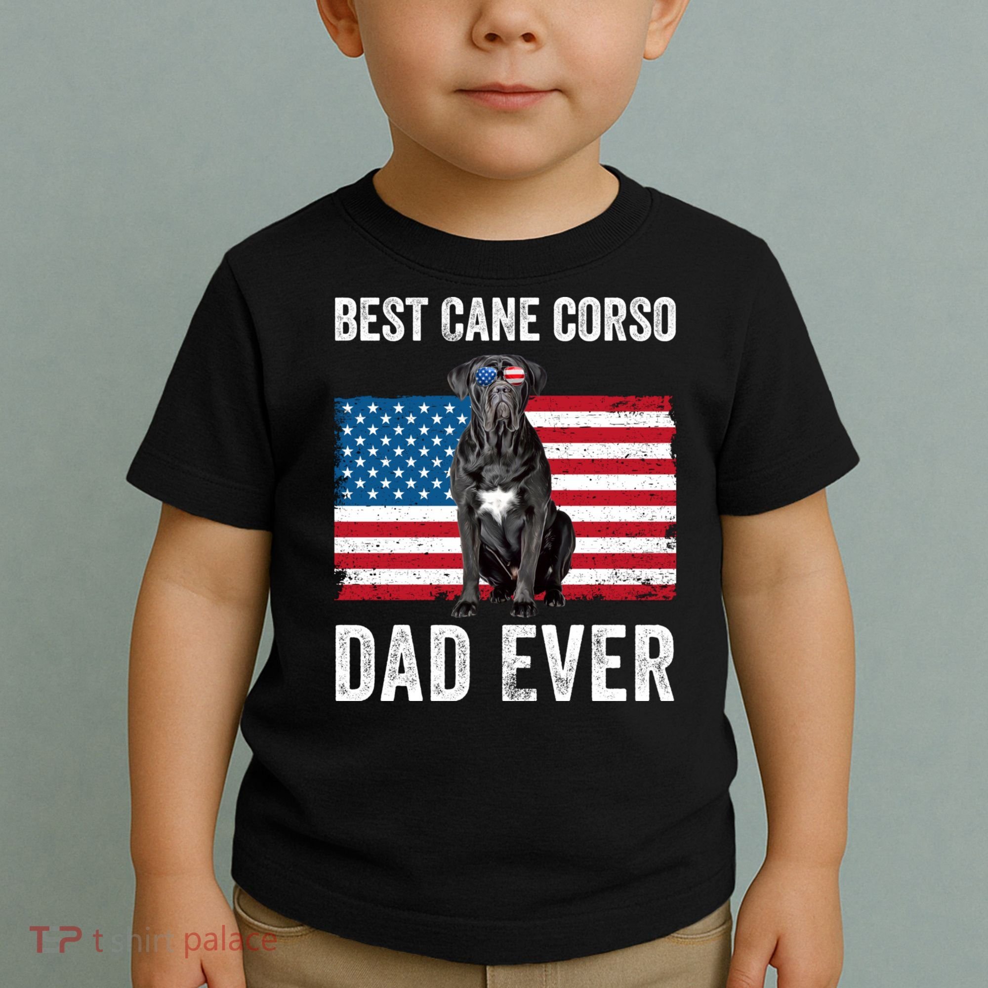 Cane Corso Dad USA American Flag Cane Corso Dog Lover Owner Toddler T-Shirt