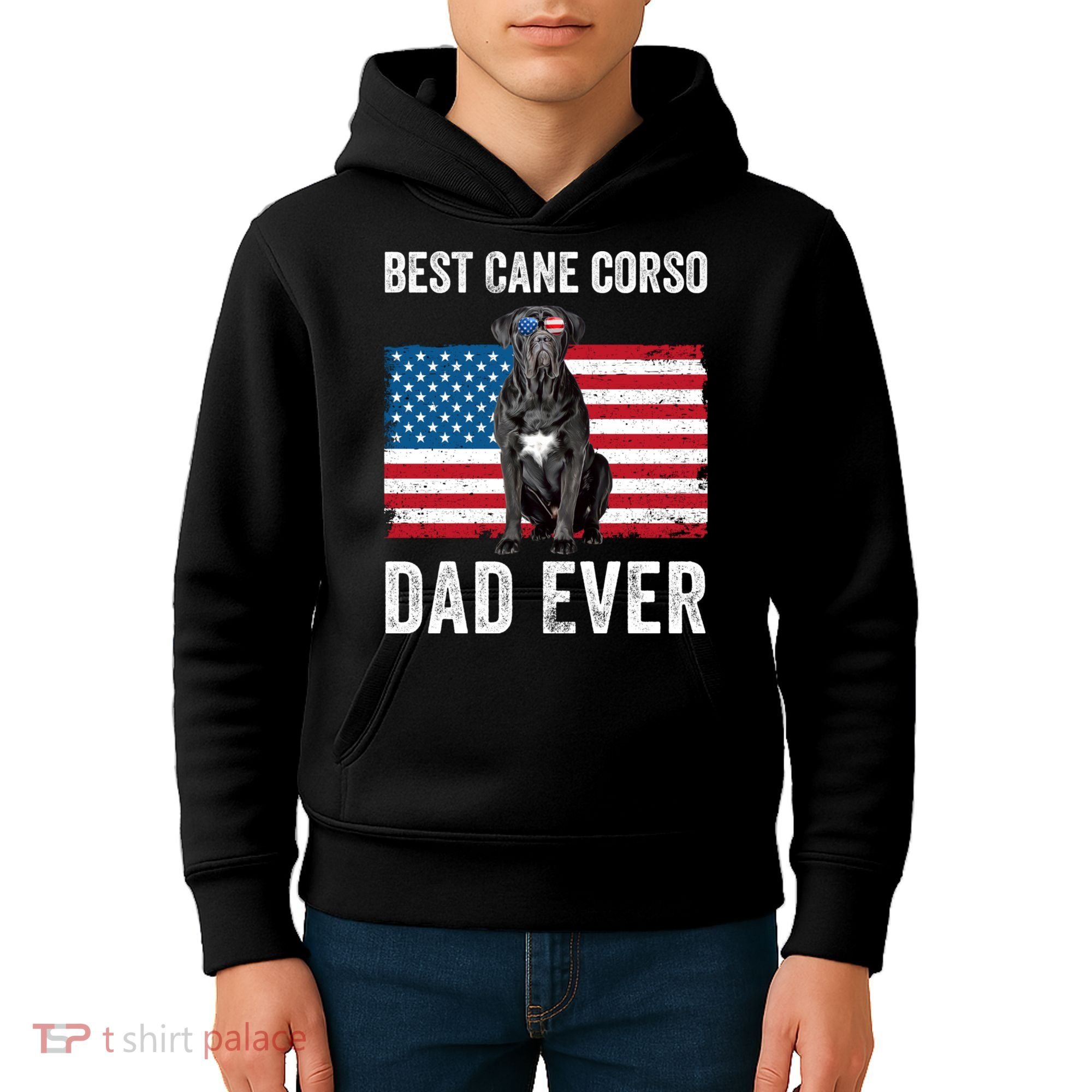 Cane Corso Dad USA American Flag Cane Corso Dog Lover Owner Kids Hoodie