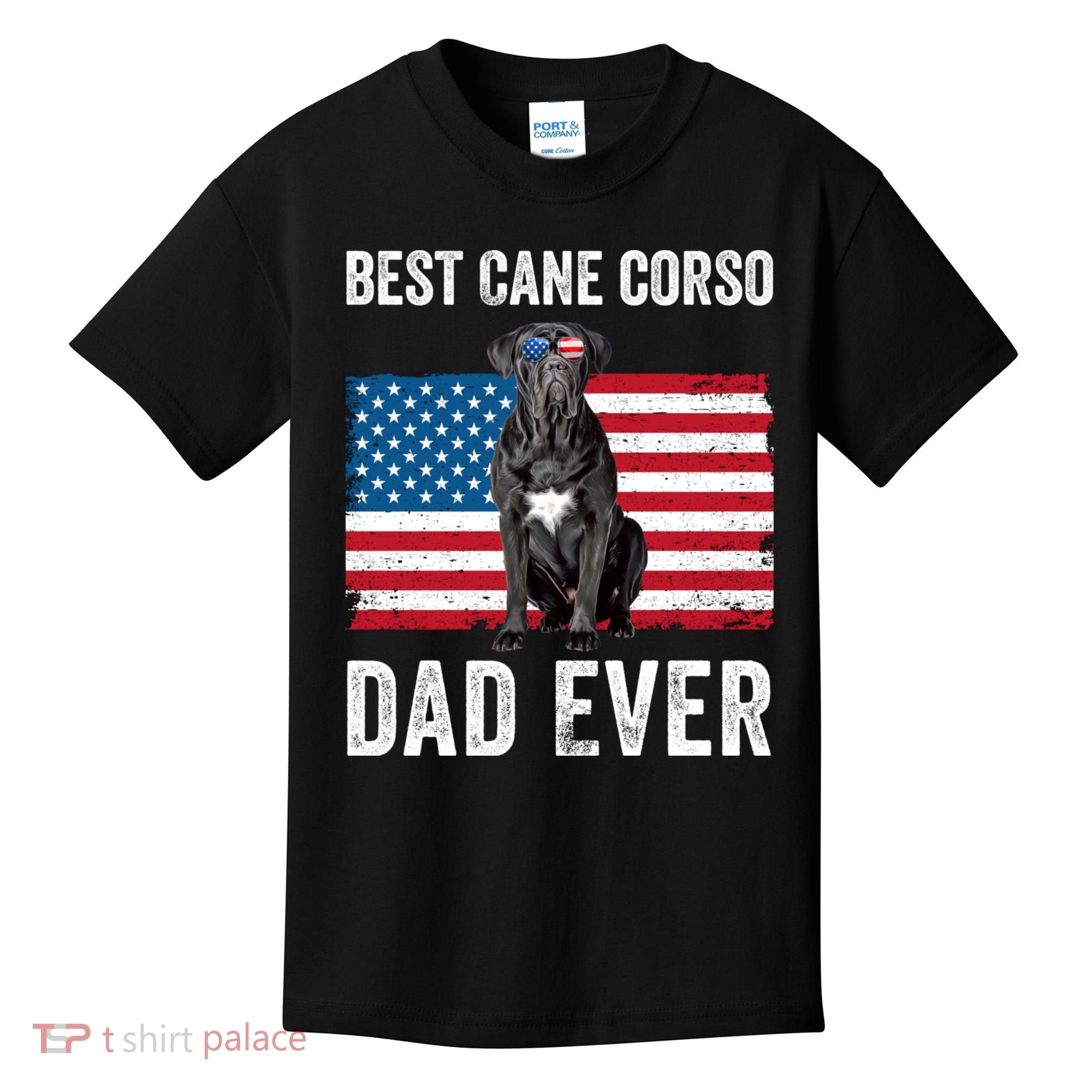 Cane Corso Dad USA American Flag Cane Corso Dog Lover Owner Kids T-Shirt