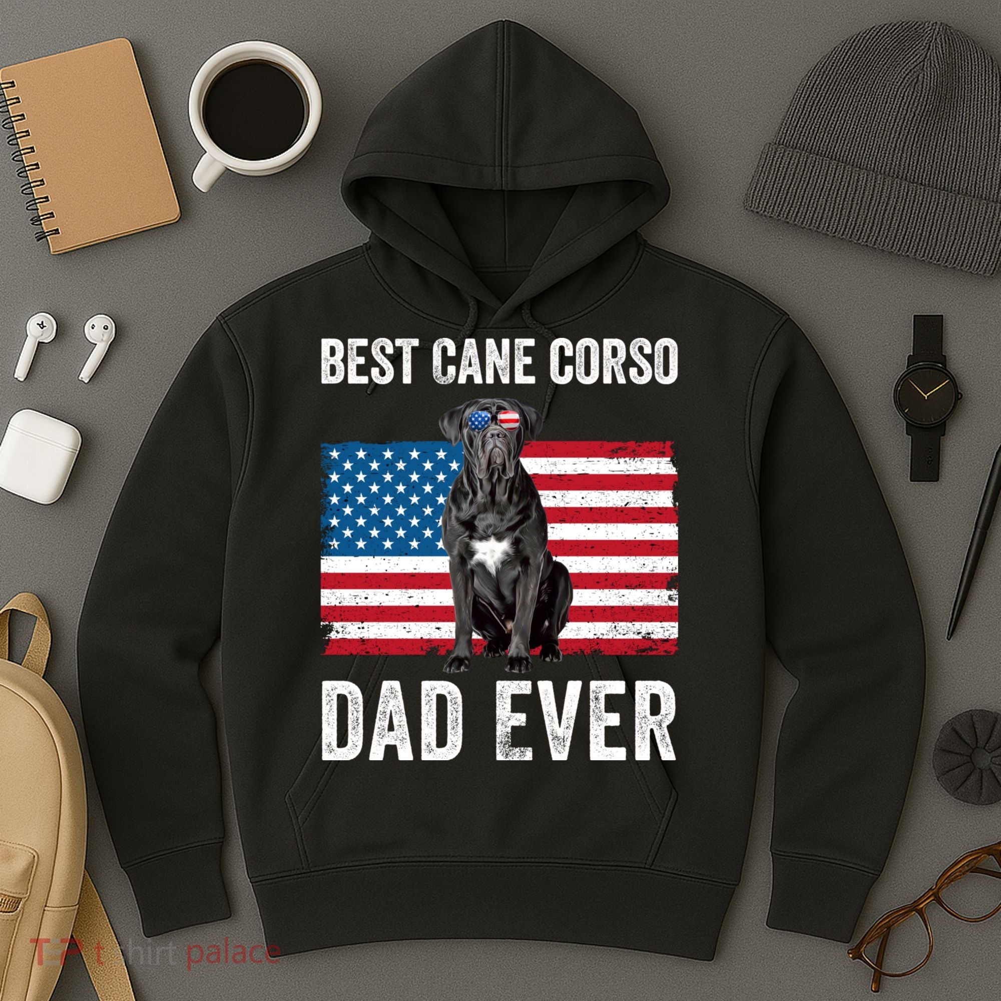 Cane Corso Dad USA American Flag Cane Corso Dog Lover Owner Hoodie