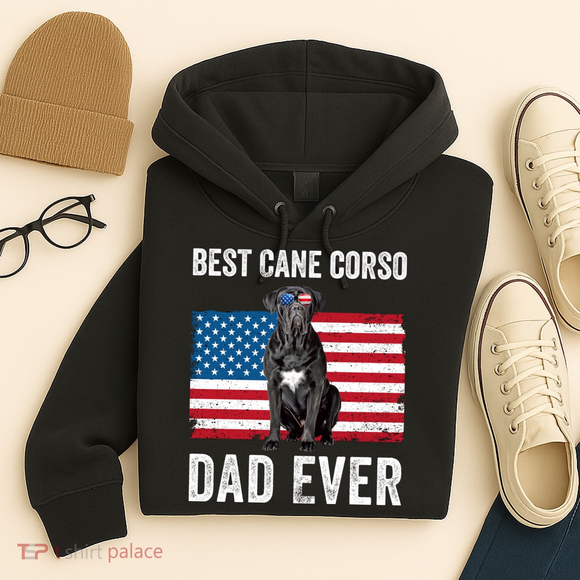 Cane Corso Dad USA American Flag Cane Corso Dog Lover Owner Hoodie