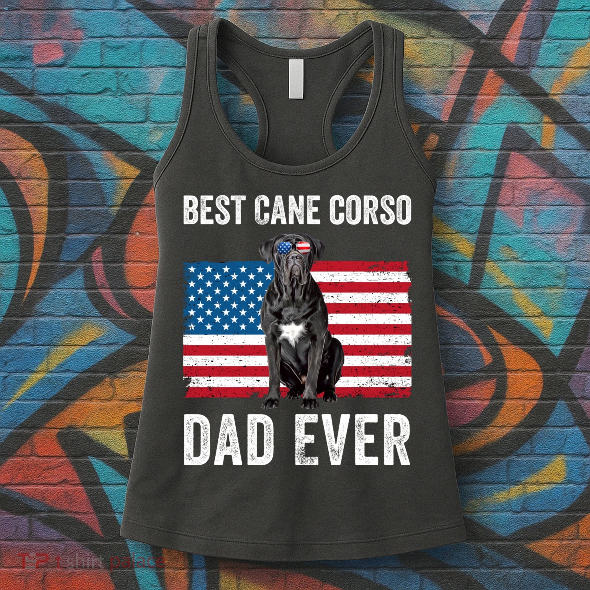 Cane Corso Dad USA American Flag Cane Corso Dog Lover Owner Women's Tank Top