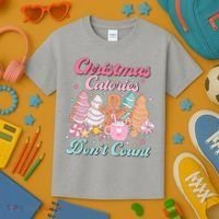 Christmas Calories Dont Count Funny Holiday Kids T-Shirt thumb 3