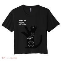 Cosmic Cat Dream Make Me Dream With You Women's Crop Top Tee thumb 0