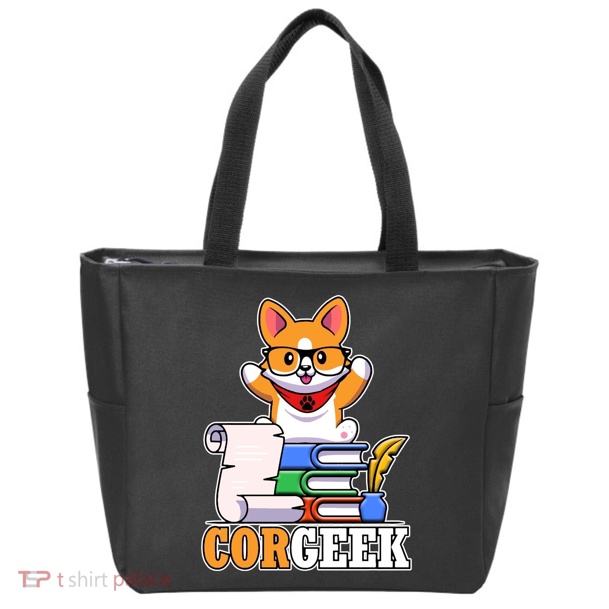 CORGEEK Cute Educated Corgi Tote Bag