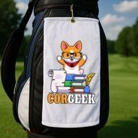 CORGEEK Cute Educated Corgi Golf Towel thumb 2