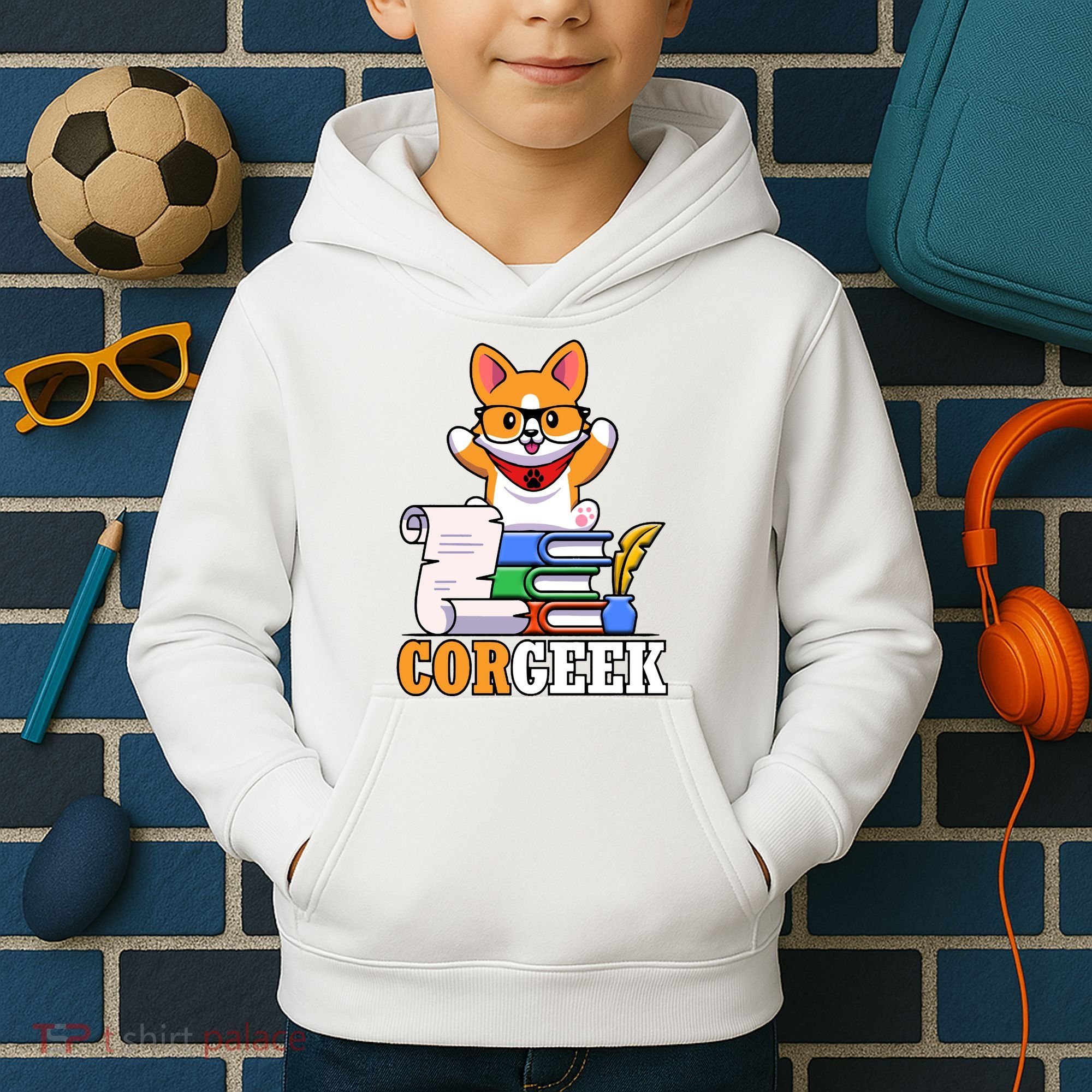 CORGEEK Cute Educated Corgi Kids Hoodie