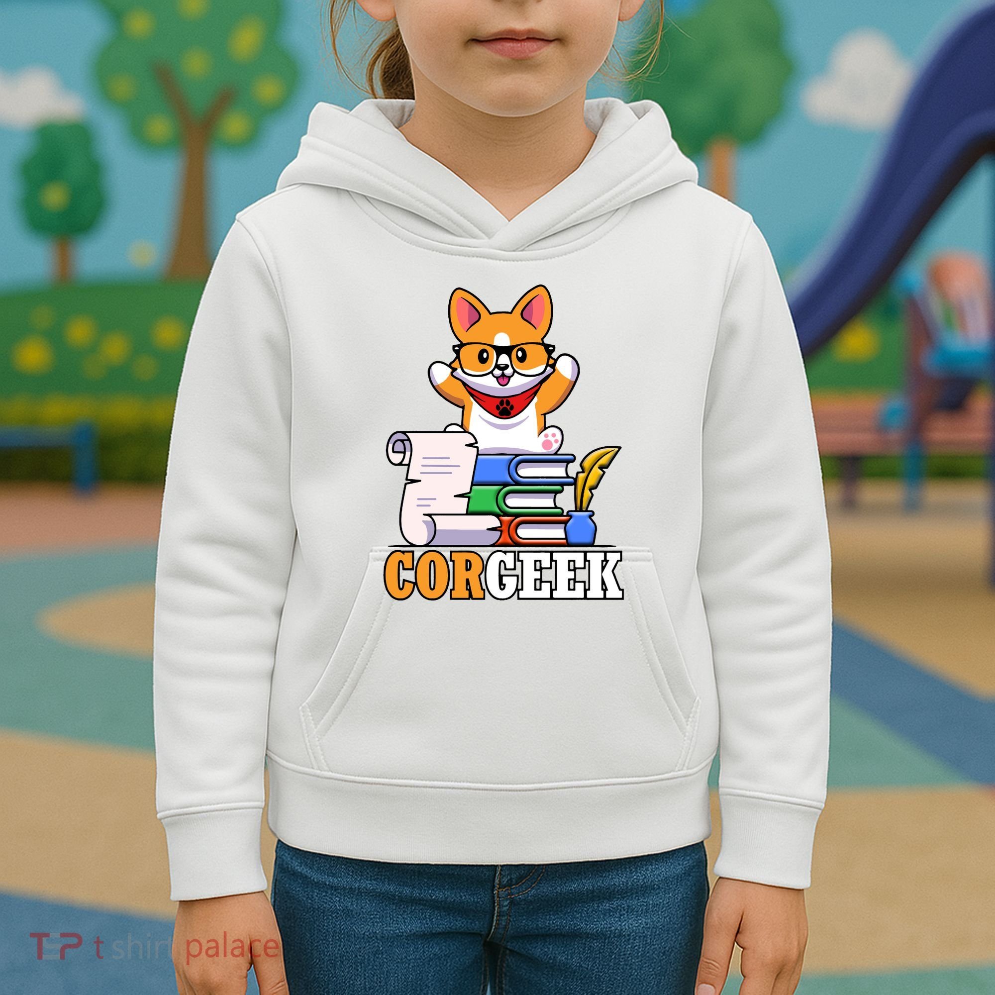 CORGEEK Cute Educated Corgi Kids Hoodie