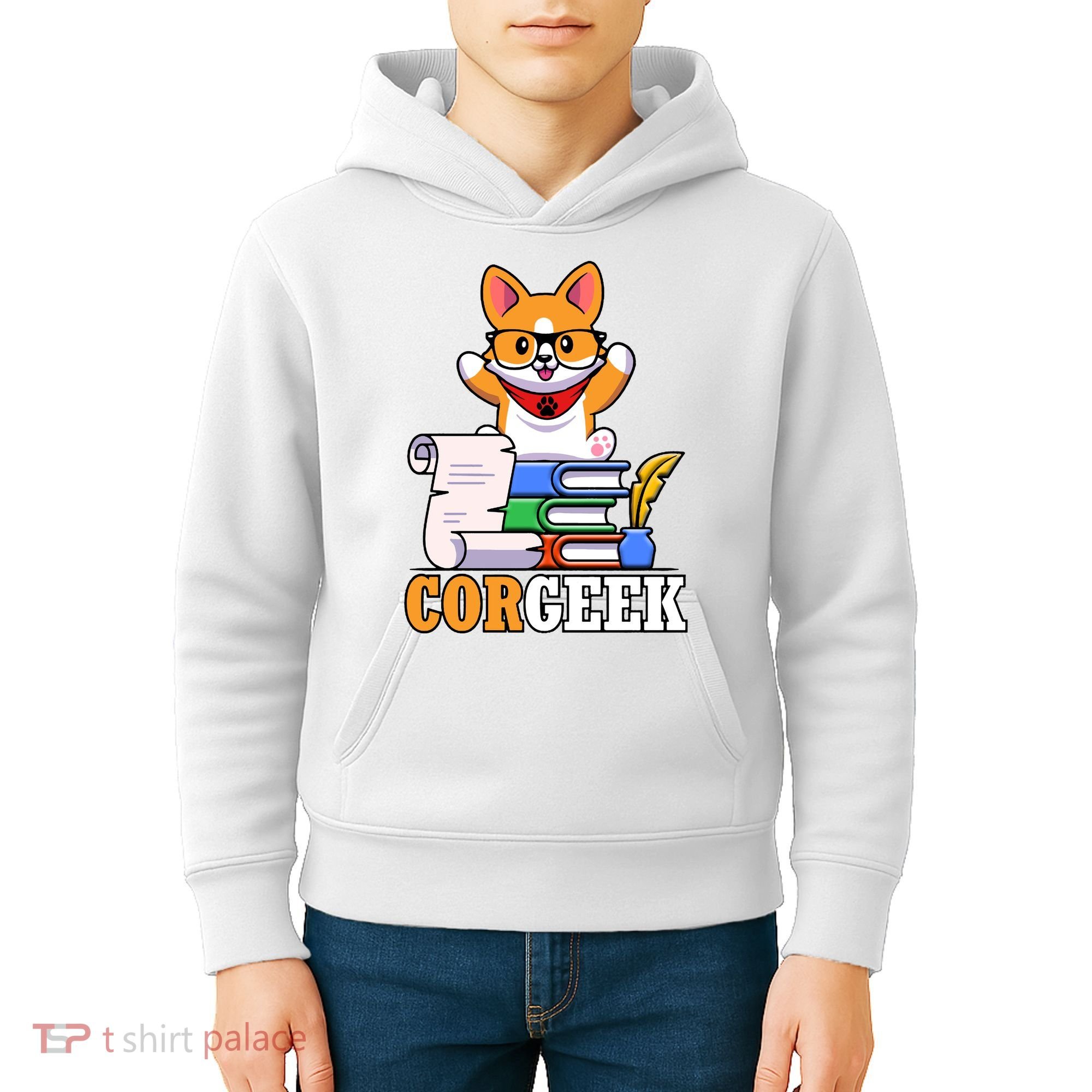 CORGEEK Cute Educated Corgi Kids Hoodie