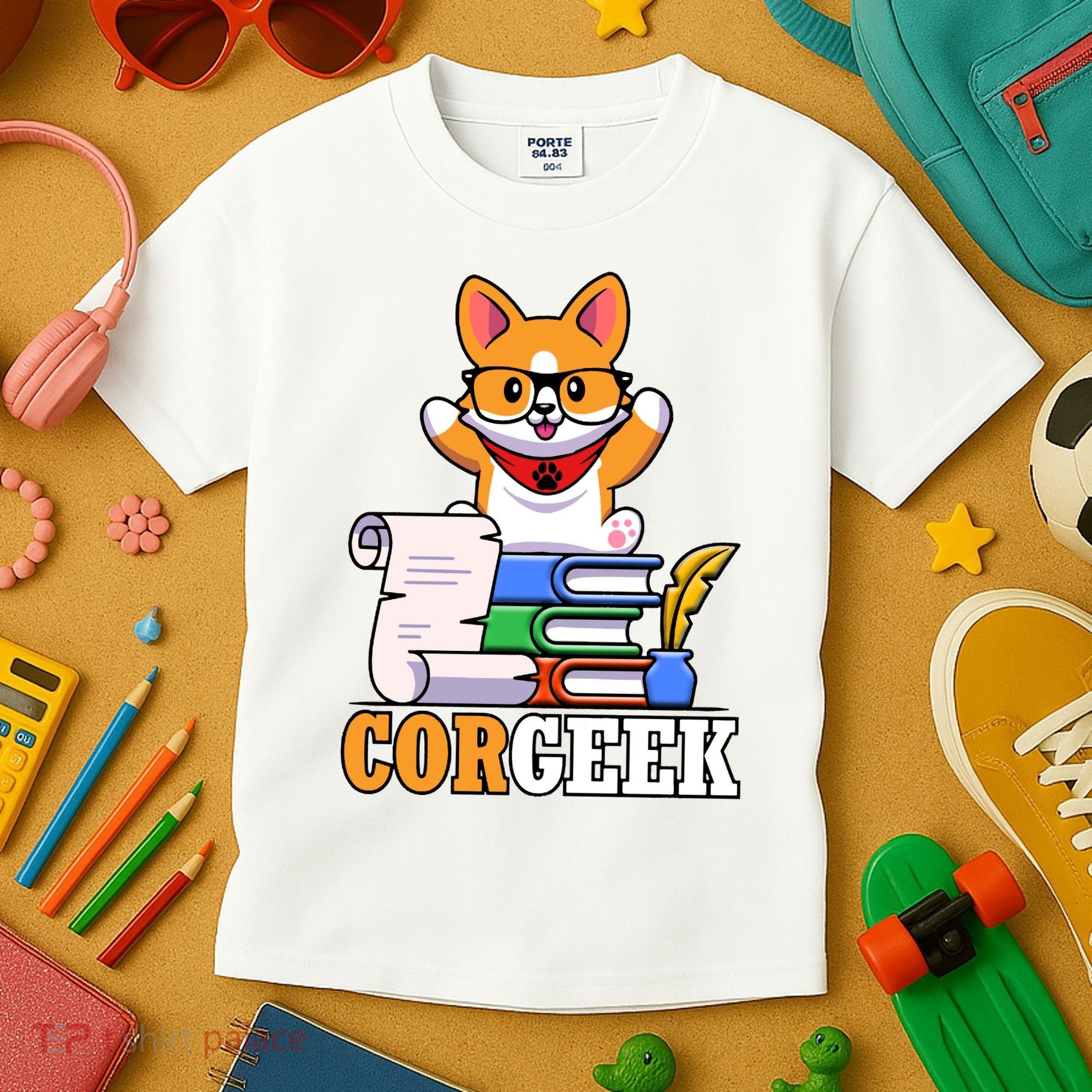 CORGEEK Cute Educated Corgi Kids T-Shirt