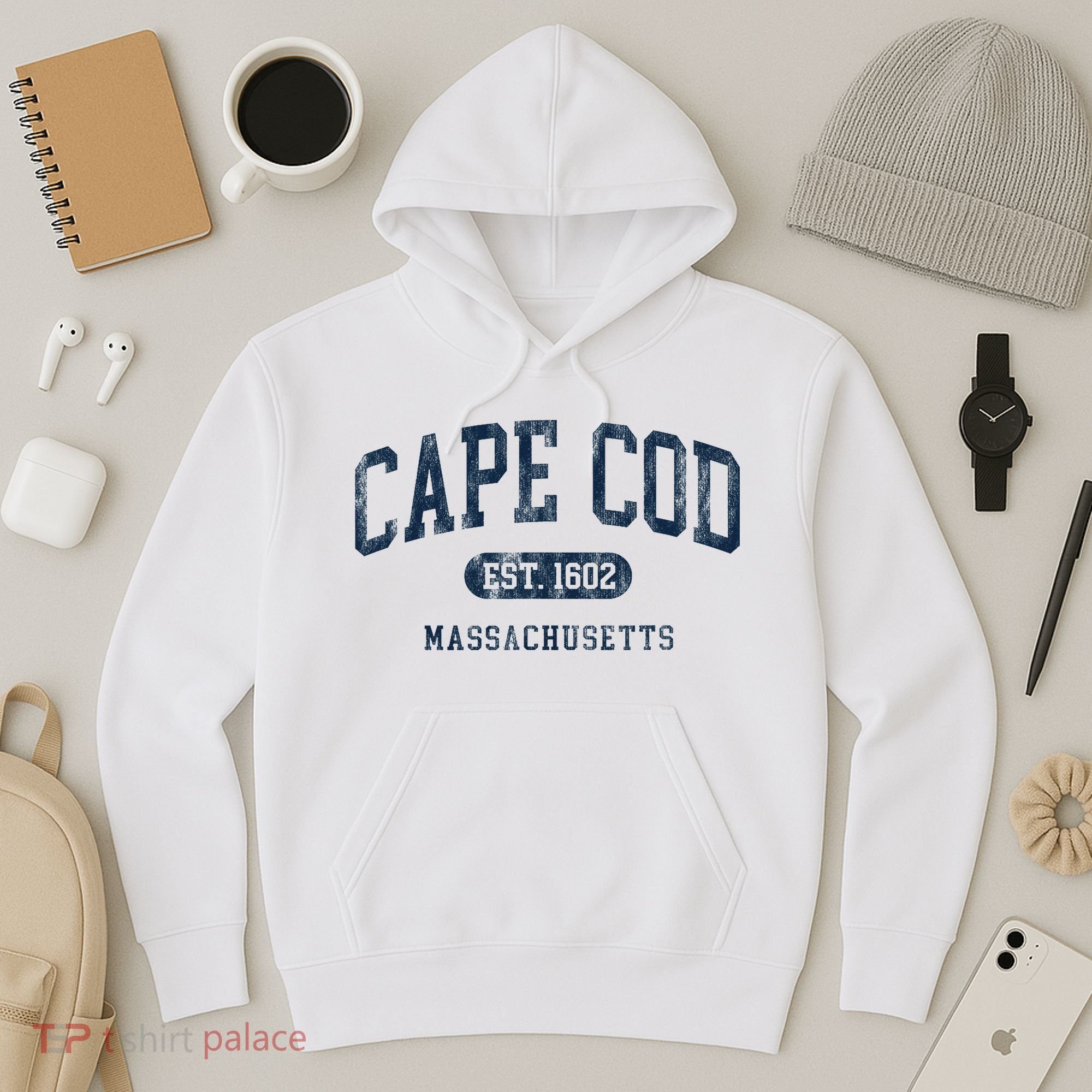Cape Cod Est 1602 Massachusetts Retro Preppy Throwback Hoodie