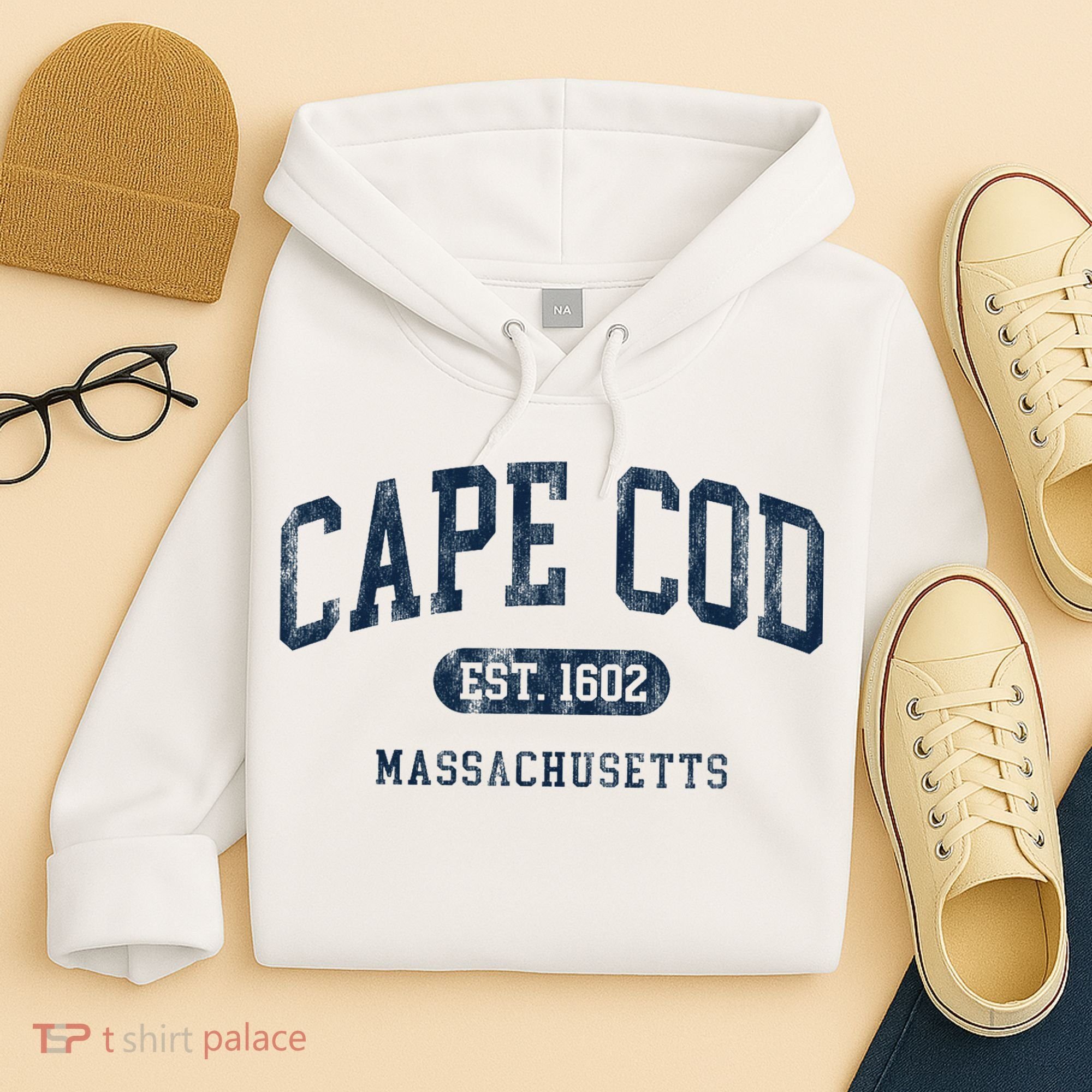 Cape Cod Est 1602 Massachusetts Retro Preppy Throwback Hoodie