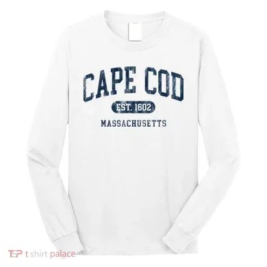 Cape Cod Est 1602 Massachusetts Retro Preppy Throwback Long Sleeve Shirt