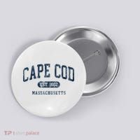 Cape Cod Est 1602 Massachusetts Retro Preppy Throwback Button thumb 0