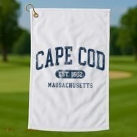 Cape Cod Est 1602 Massachusetts Retro Preppy Throwback Golf Towel thumb 1