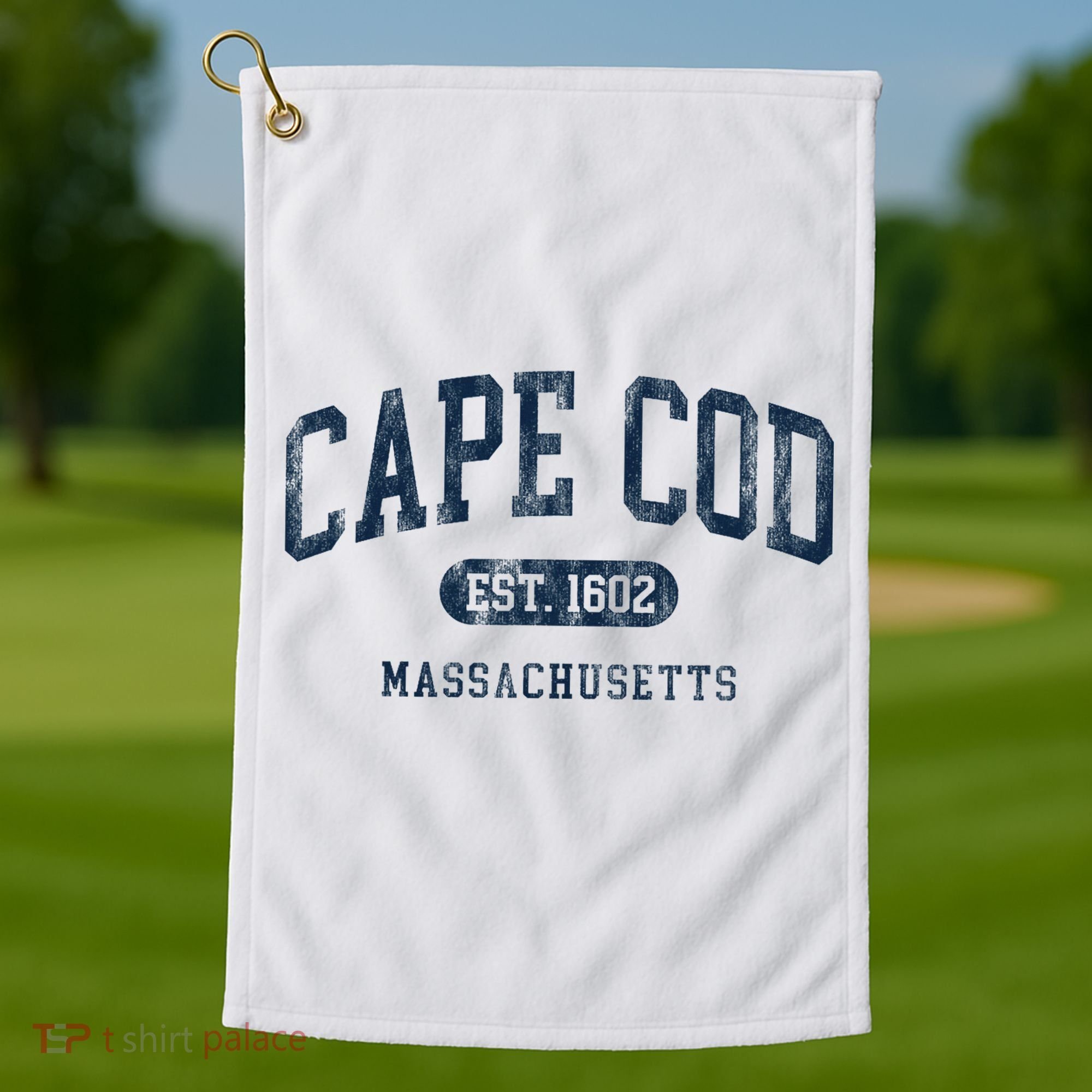 Cape Cod Est 1602 Massachusetts Retro Preppy Throwback Golf Towel