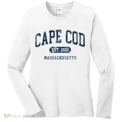 Cape Cod Est 1602 Massachusetts Retro Preppy Throwback Women's Long Sleeve Shirt