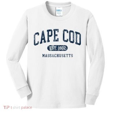 Cape Cod Est 1602 Massachusetts Retro Preppy Throwback Kids Long Sleeve Shirt