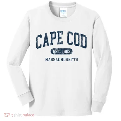 Cape Cod Est 1602 Massachusetts Retro Preppy Throwback Kids Long Sleeve Shirt