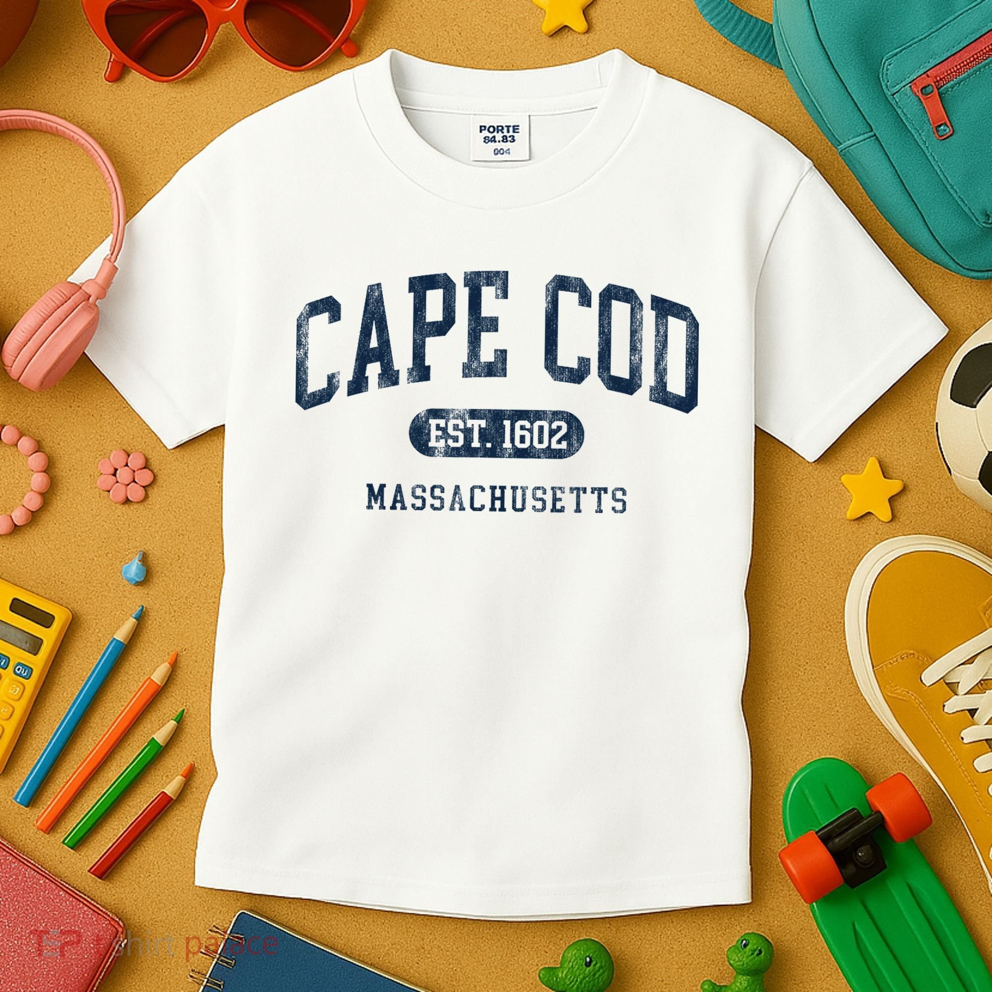 Cape Cod Est 1602 Massachusetts Retro Preppy Throwback Kids T-Shirt