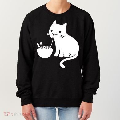 Cute Cat Eating Ramen Women's Sweatshirt