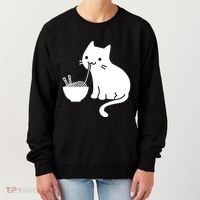 Cute Cat Eating Ramen Women's Sweatshirt thumb 0