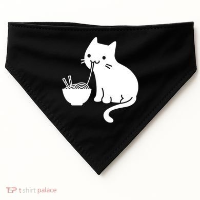 Cute Cat Eating Ramen USA-Made Doggie Bandana