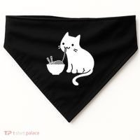 Cute Cat Eating Ramen USA-Made Doggie Bandana thumb 0
