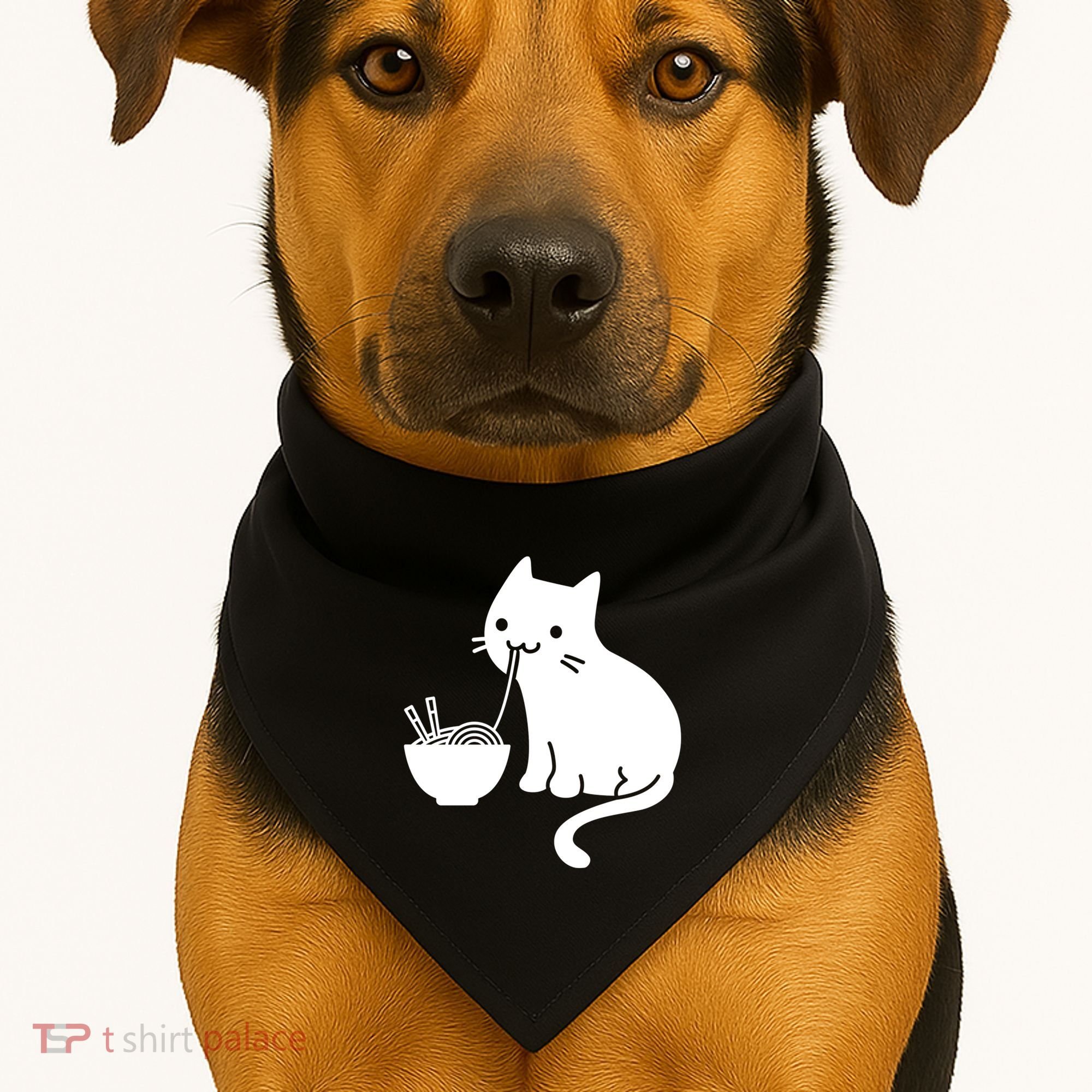 Cute Cat Eating Ramen USA-Made Doggie Bandana