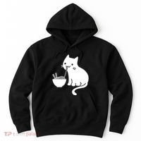 Cute Cat Eating Ramen Hoodie thumb 0