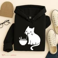 Cute Cat Eating Ramen Hoodie thumb 4