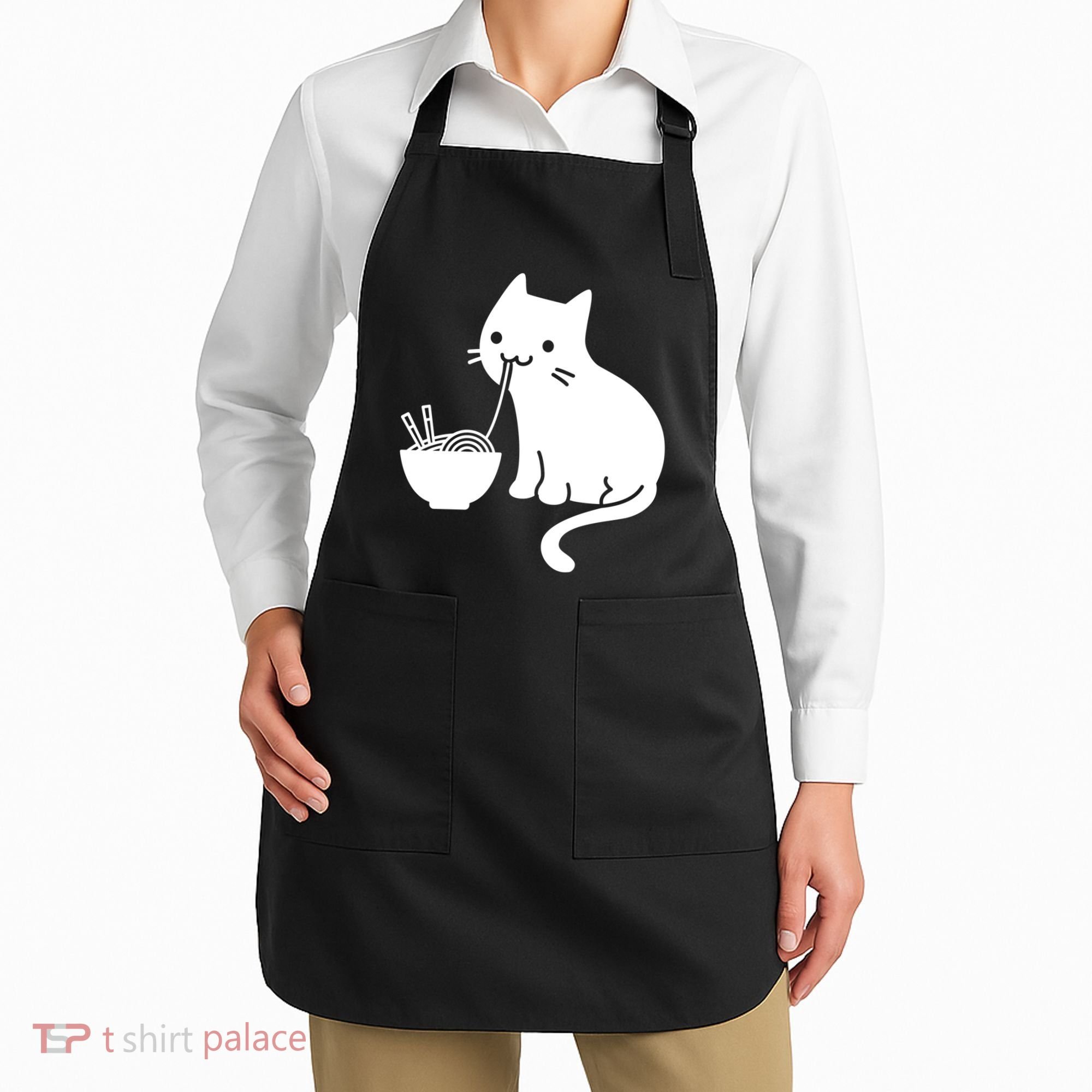 Cute Cat Eating Ramen Apron