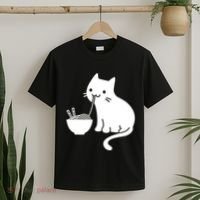 Cute Cat Eating Ramen T-Shirt thumb 2