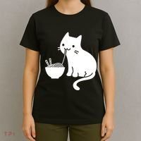 Cute Cat Eating Ramen T-Shirt thumb 4