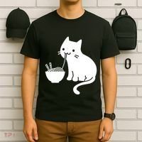 Cute Cat Eating Ramen T-Shirt thumb 6