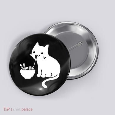 Cute Cat Eating Ramen Button