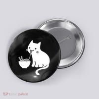 Cute Cat Eating Ramen Button thumb 0