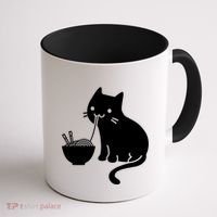 Cute Cat Eating Ramen Coffee Mug thumb 1
