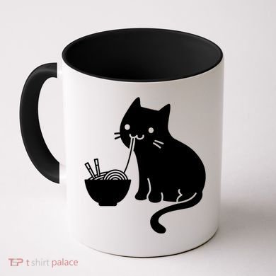 Cute Cat Eating Ramen Coffee Mug