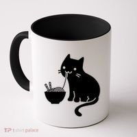 Cute Cat Eating Ramen Coffee Mug thumb 0