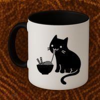 Cute Cat Eating Ramen Coffee Mug thumb 2