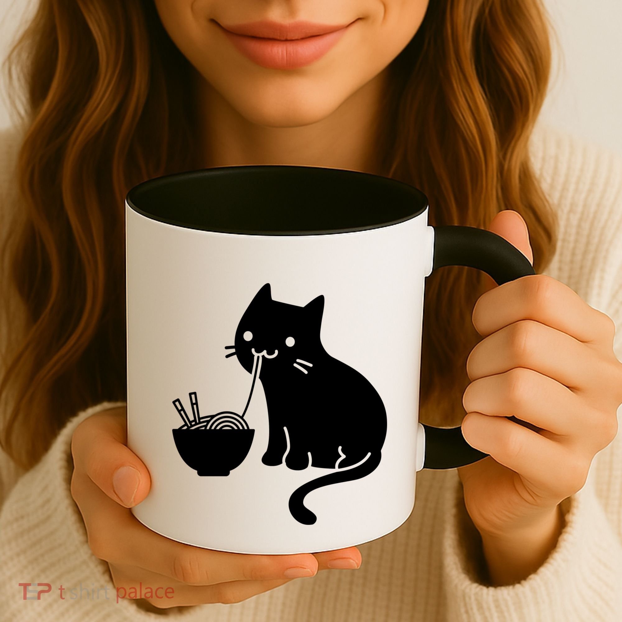Cute Cat Eating Ramen Coffee Mug